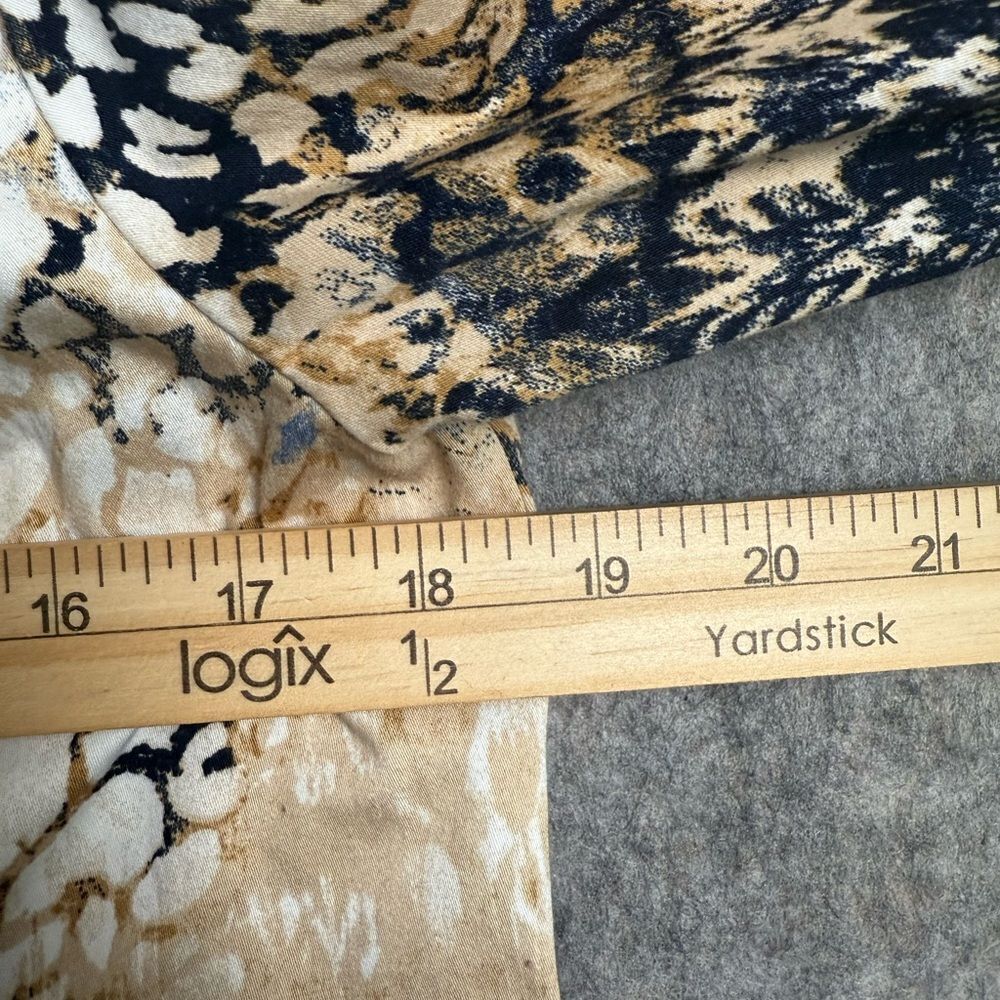 Chico's‎ Jacket Women's 1 Beige Black Printed Cotton Stretch Collared Full Zip - Picture 8 of 9